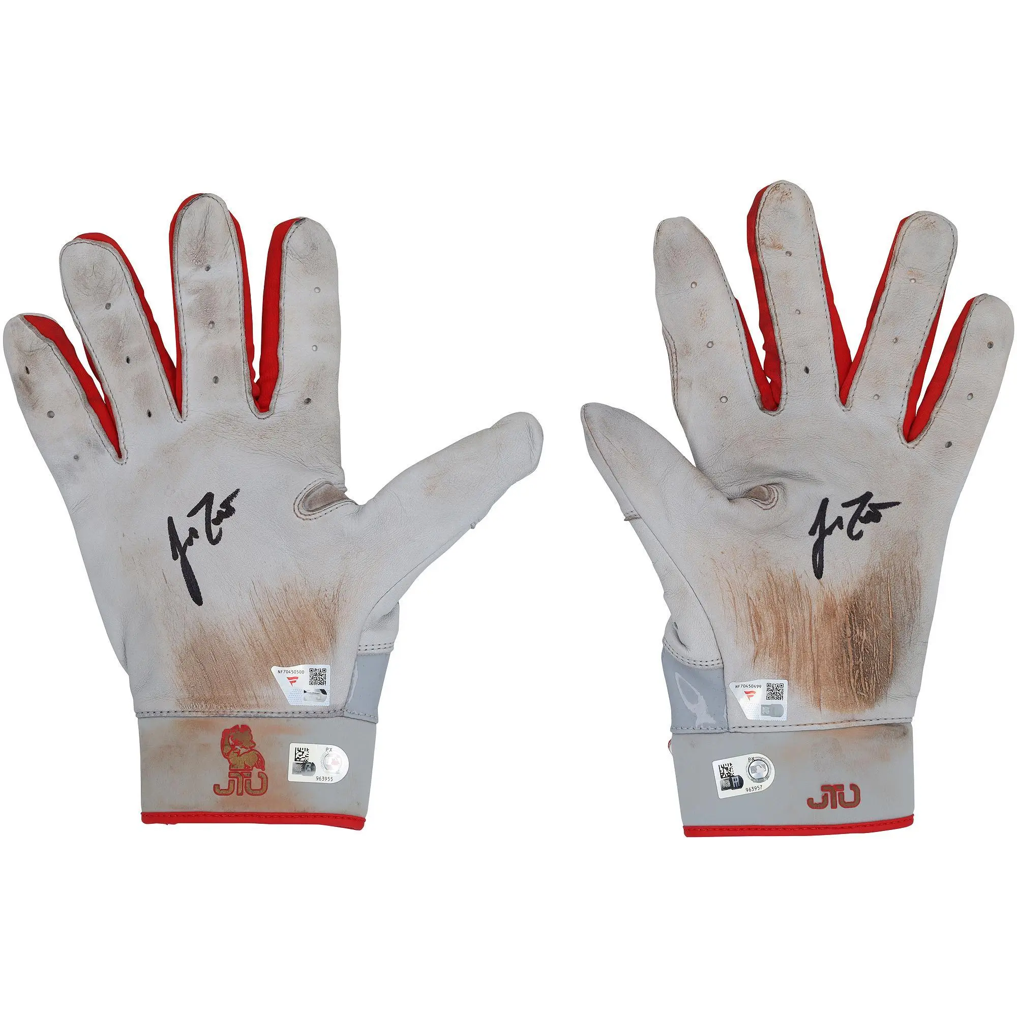 J.T. Realmuto Philadelphia Phillies Autographed Game-Used Gray Nike Batting Gloves from the 2025 MLB Season - NF70450499-500 - Fanatics Authentic Certified