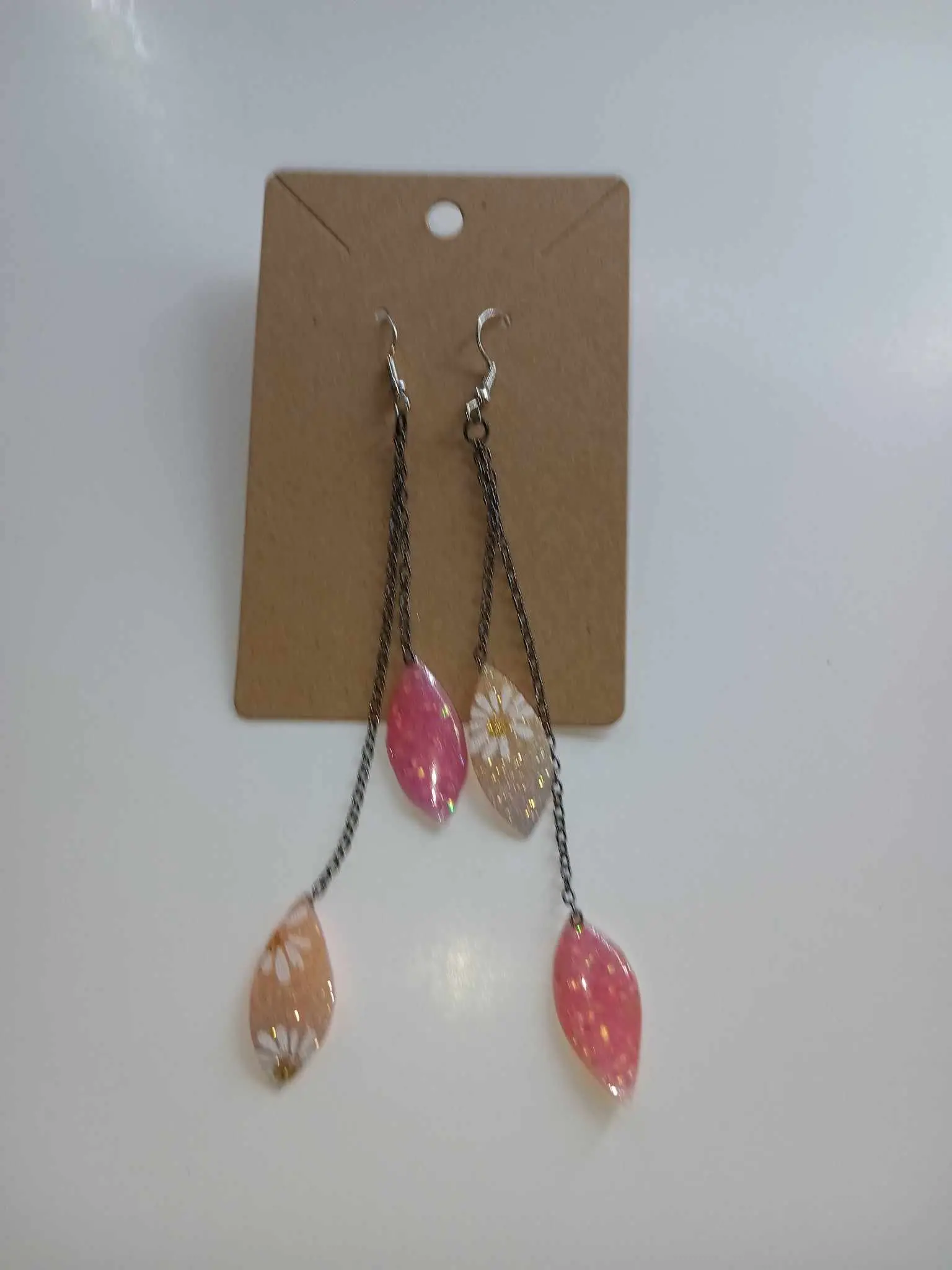 Dark pink Dandelion Resin Earrings