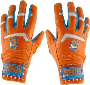 Velocity Batting Gloves, Baseball, Youth/Adult, Orange and Blue, Multiple Sizes, Breathable Mesh, Adjustable Wrist Strap, Pro-Grade Grip