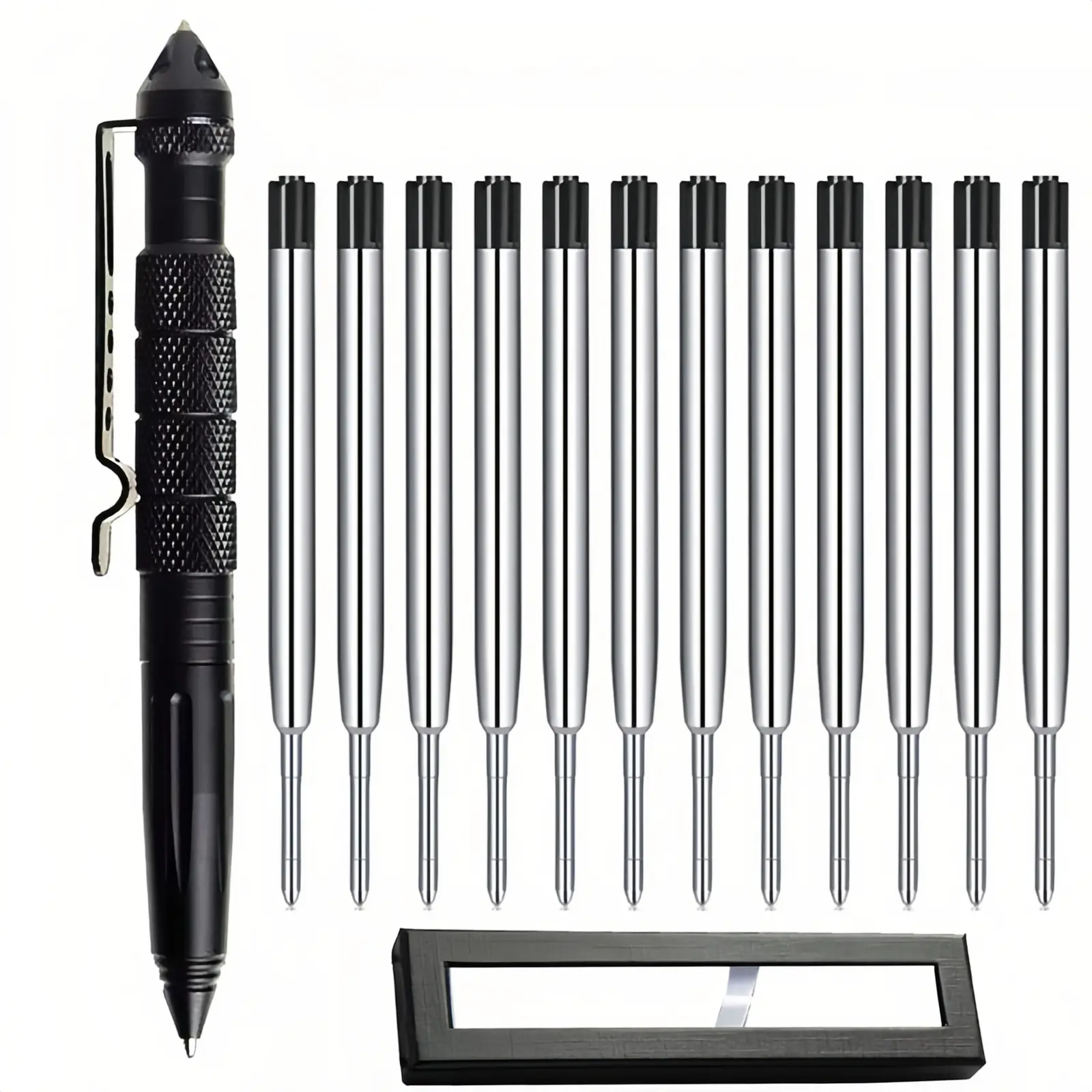 Military Tactical Pen, Professional Self-Defense Tool, Emergency Window Breaker, Includes 12 Replacement Refills, Multiple Refills, Multi-Functional Outdoor Functionality Special Forces Pen, Survival Tool, Durable, Outdoor