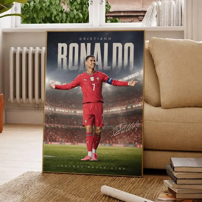 Cristiano Ronaldo Poster Unframed, Portugal Soccer Wall Art, Football Legend Print, Sports Fan Gift, Bedroom Decor, Man Cave Poster