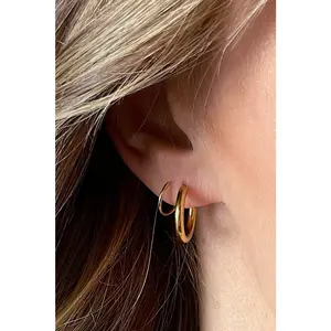Gold Hoop Double Twist Earrings - Elegant Design for Everyday Wear