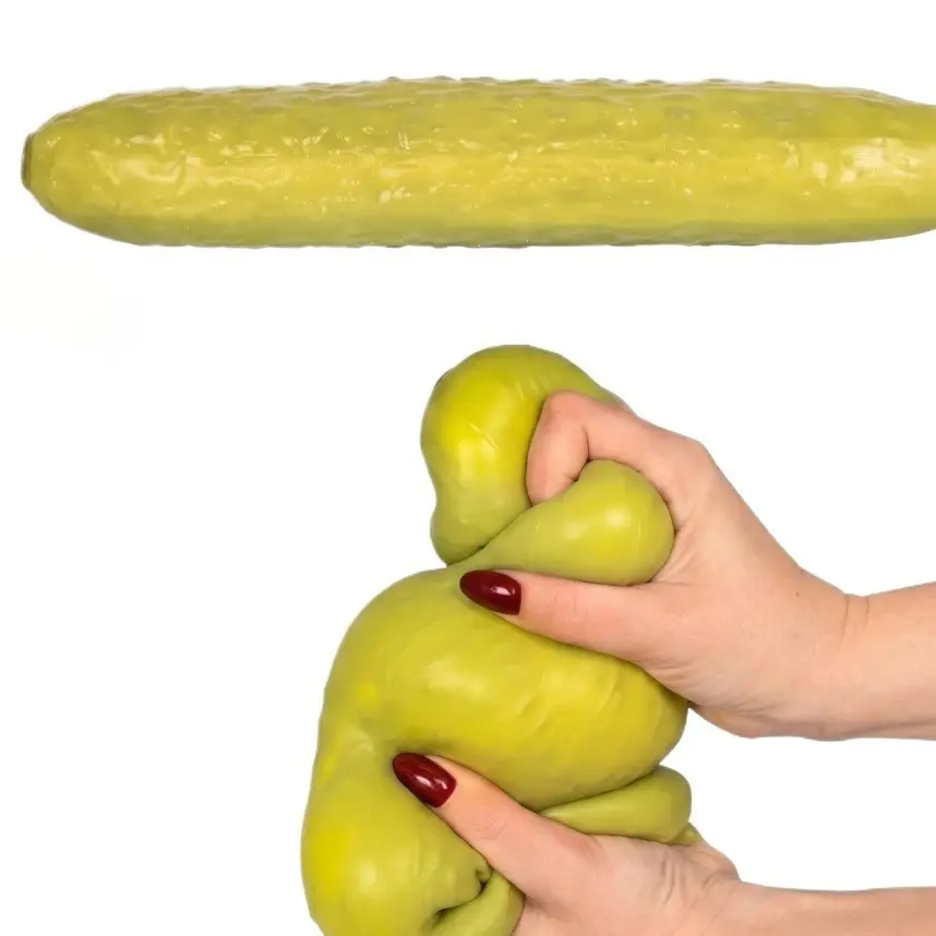 Realistic Pickle Stress Relief Toy, Stretchy Slow Rebound Fidget Toy, Flexible Rubber Anxiety Relief Hand Toy, Funny Food-Shaped Sensory Toy, Unique Party Favor for Adults