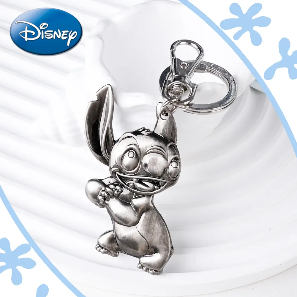 Disney Officially Licensed Stitch Pewter Keyring Metal Keychain for Family and Friends Funny anniversaries Valentine's Birthday Christmas Day Gifts, Keychain Accessory, Cool Keychains