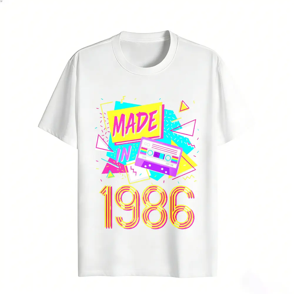 Retro 1986 Made In Vintage Aesthetic Women's Graphic Tee Casual Streetwear Cotton Loose Fit Crew Neck Short Sleeve Trendy T-Shirt For Summer Daily Wear