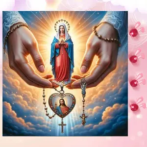 5D DIY Full Drill Round Diamond Painting - Virgin Mary Statue Mosaic, Canvas - DIY Decorative Painting, Home Wall Art, Suitable for Halloween and Christmas, Birthday and Anniversary Gifts