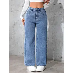 PETITE Women's Pocket Straight-Leg Casual Versatile Denim Jeans