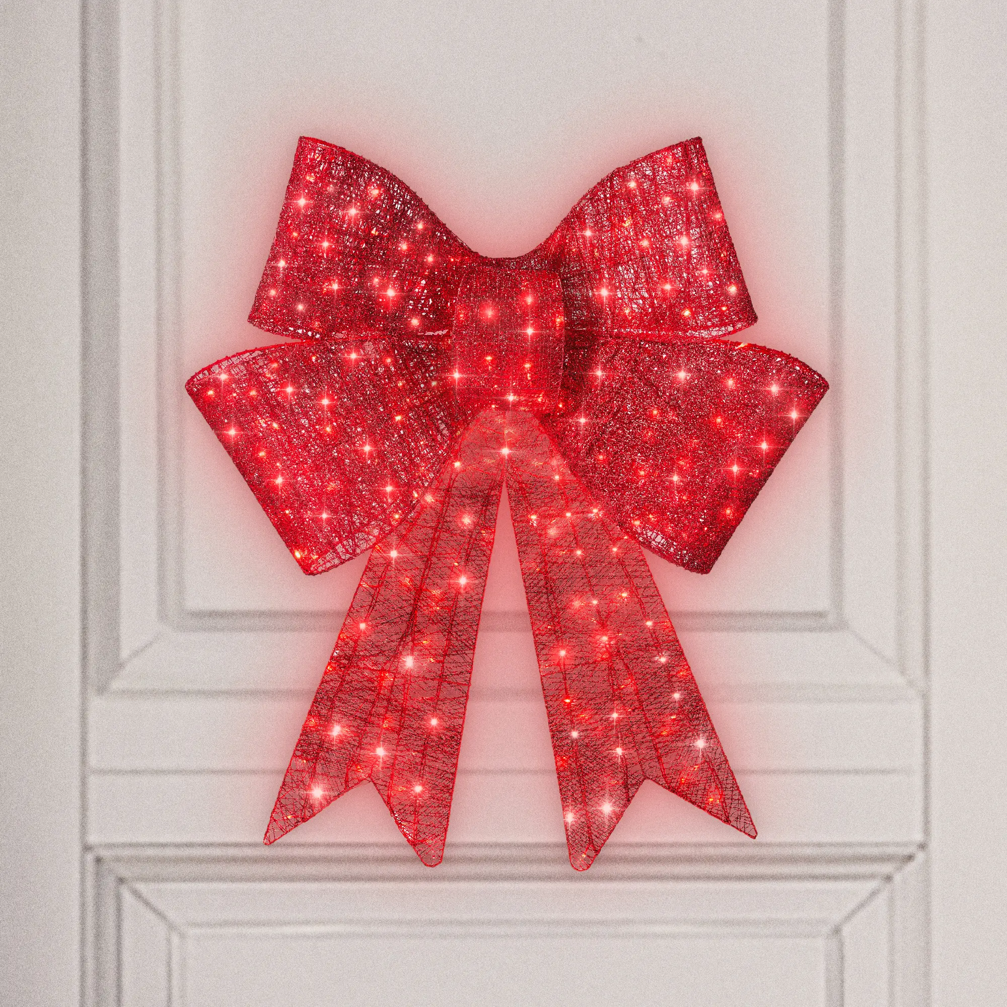 Best Choice Products Pre-Lit Christmas Bow, Large Outdoor LED Lighted Holiday Décor w/ 8 Light Functions, Hook