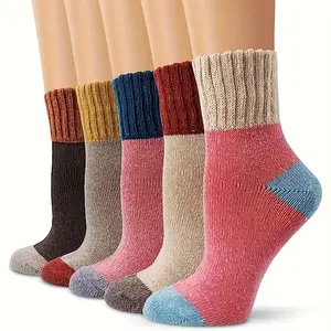 5 pairs womens PUFT plush socks warm thick all season comfort soft enough for daily and formal wear machine washable perfect for winter boots featuring geometric patterns office appropriate