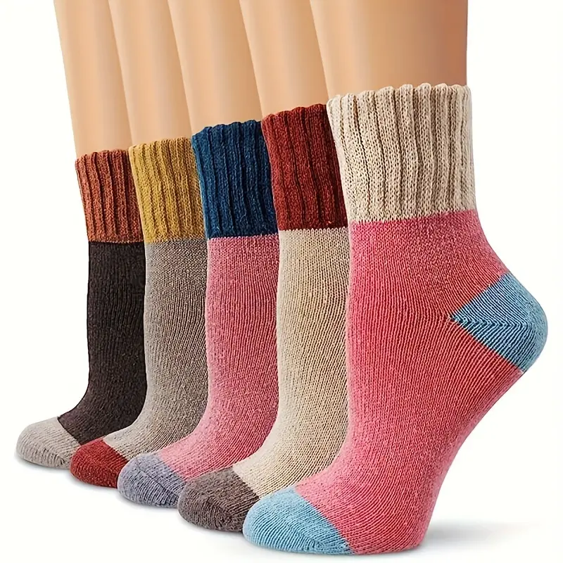 5 pairs womens PUFT plush socks warm thick all season comfort soft enough for daily and formal wear machine washable perfect for winter boots featuring geometric patterns office appropriate