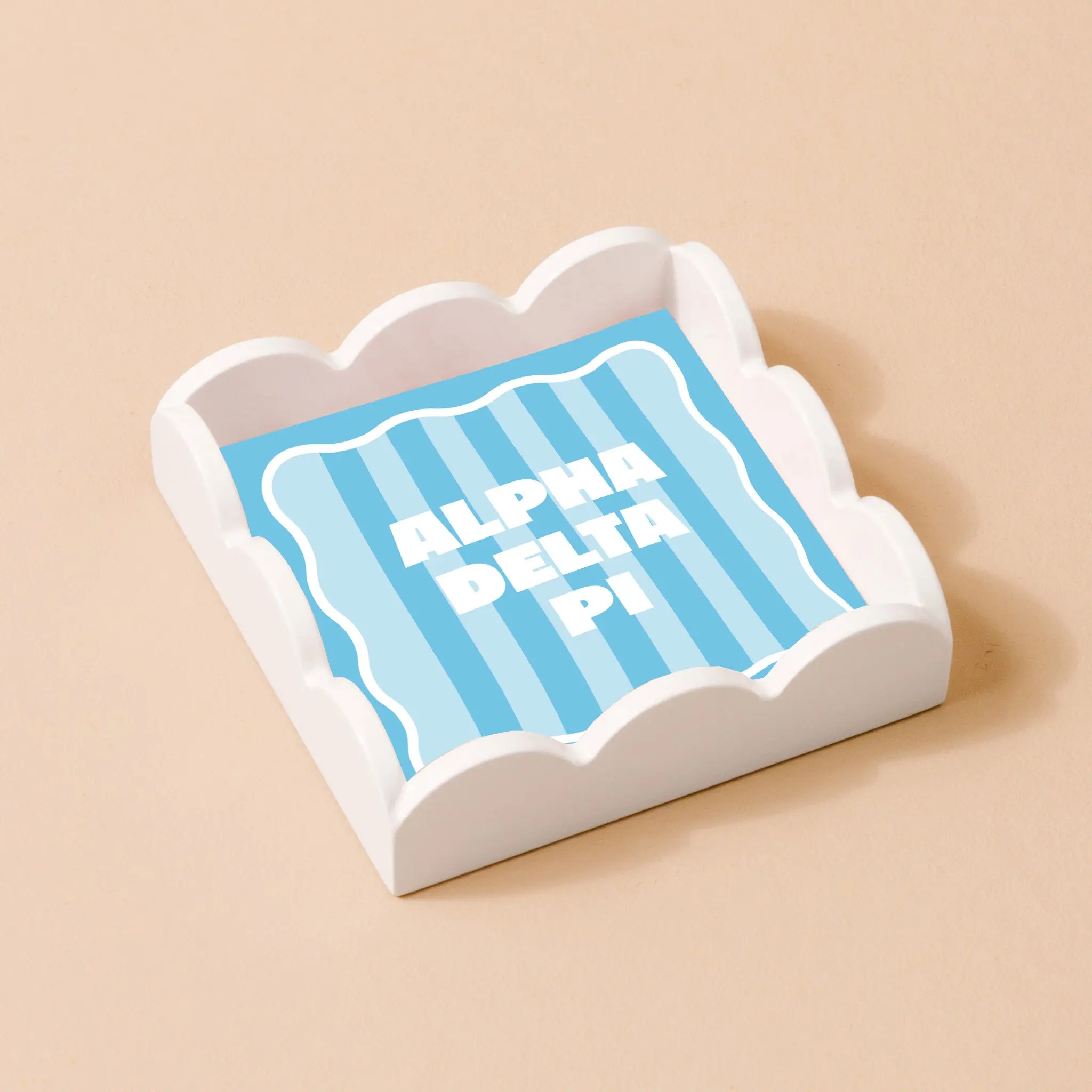 Alpha Delta Pi Scallop Trinket Tray, Compact Portable Multifunctional Organiser for Bathroom Home Storage