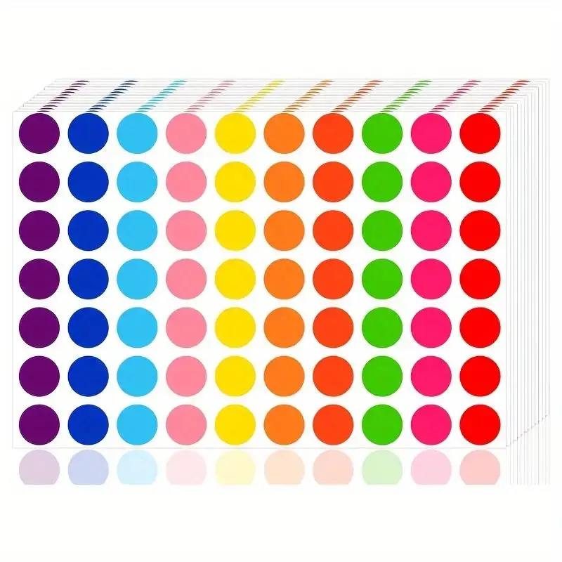 800pcs Round Stickers, 0.5 Inch Colorful Coding Labels, Circle Labels, 10 Colors Circular Price Stickers, Ideal for Office and Classroom Use