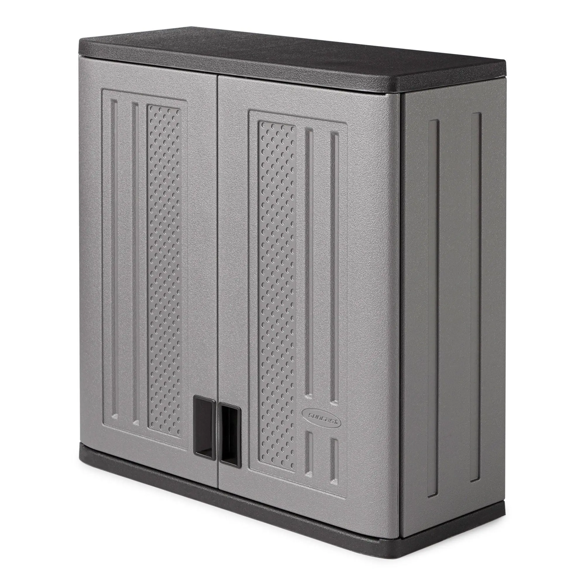 Suncast 4 Cubic Feet Resin Single Shelf Garage Wall Storage Cabinet, Platinum