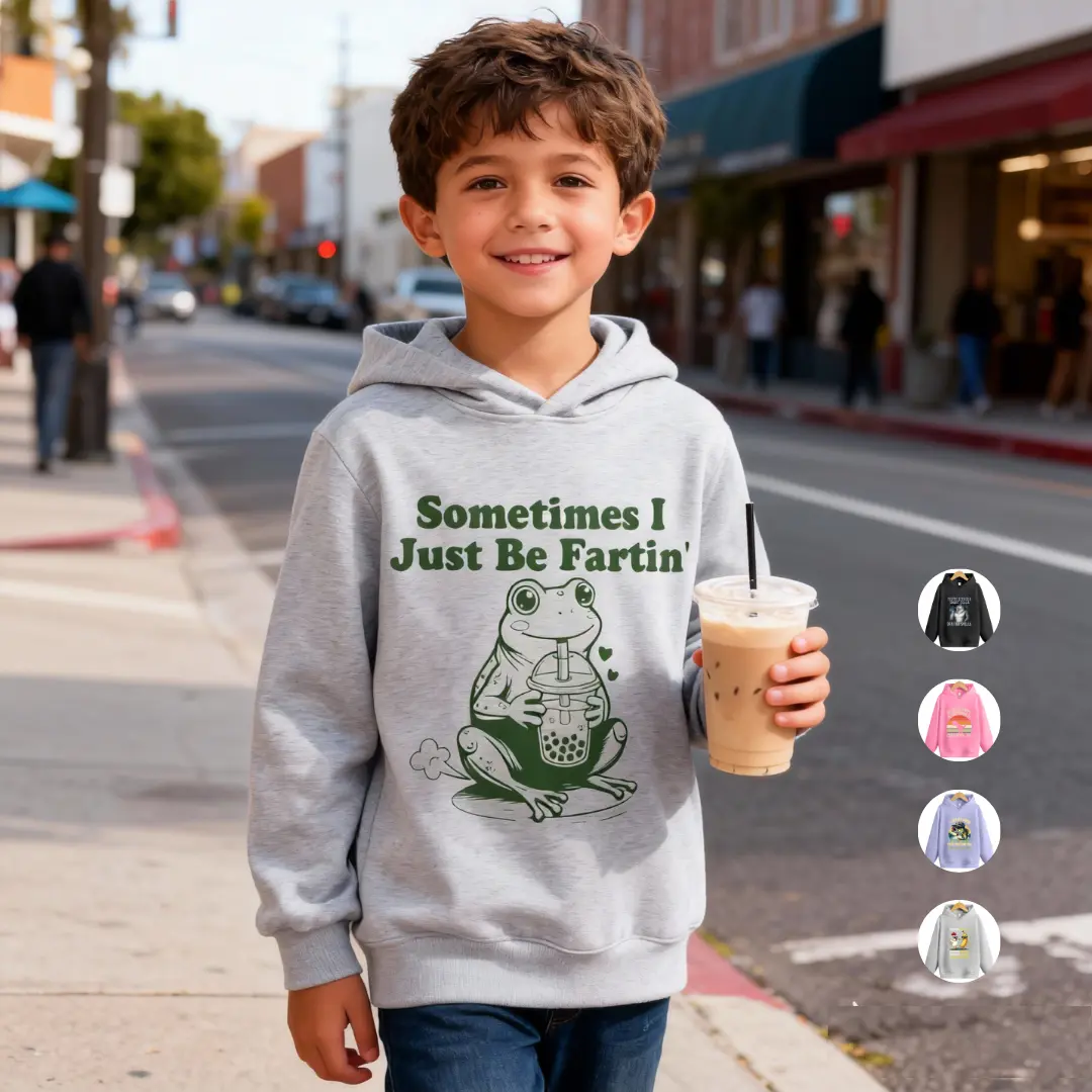 Sometimes I Just Be Fartin Sweatshirt Funny Frog Hoodie For Kids Boys Girls Meme Trendy Oufit