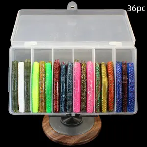 36pcs Soft Plastic Lure Fishing Bait, Artificial Fishing Lure, Soft Fishing Worm, Senko Rod Bug, Soft Tpe Floating Material, 12 Colors, Durable Bite Resistant, Freshwater Fishing