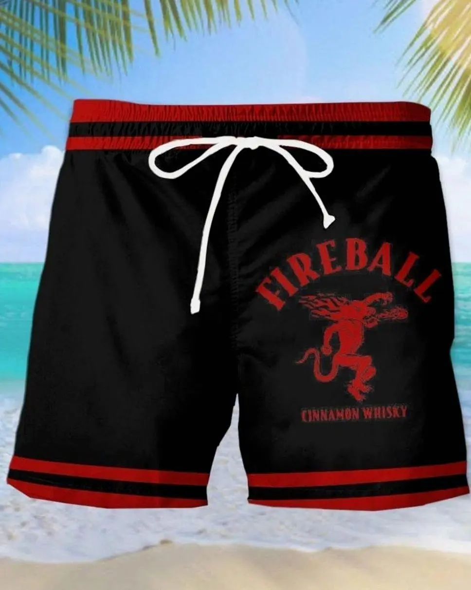 Fireball Whiskey Men's Casual Drinking Print Beach Shorts G9Q UV0