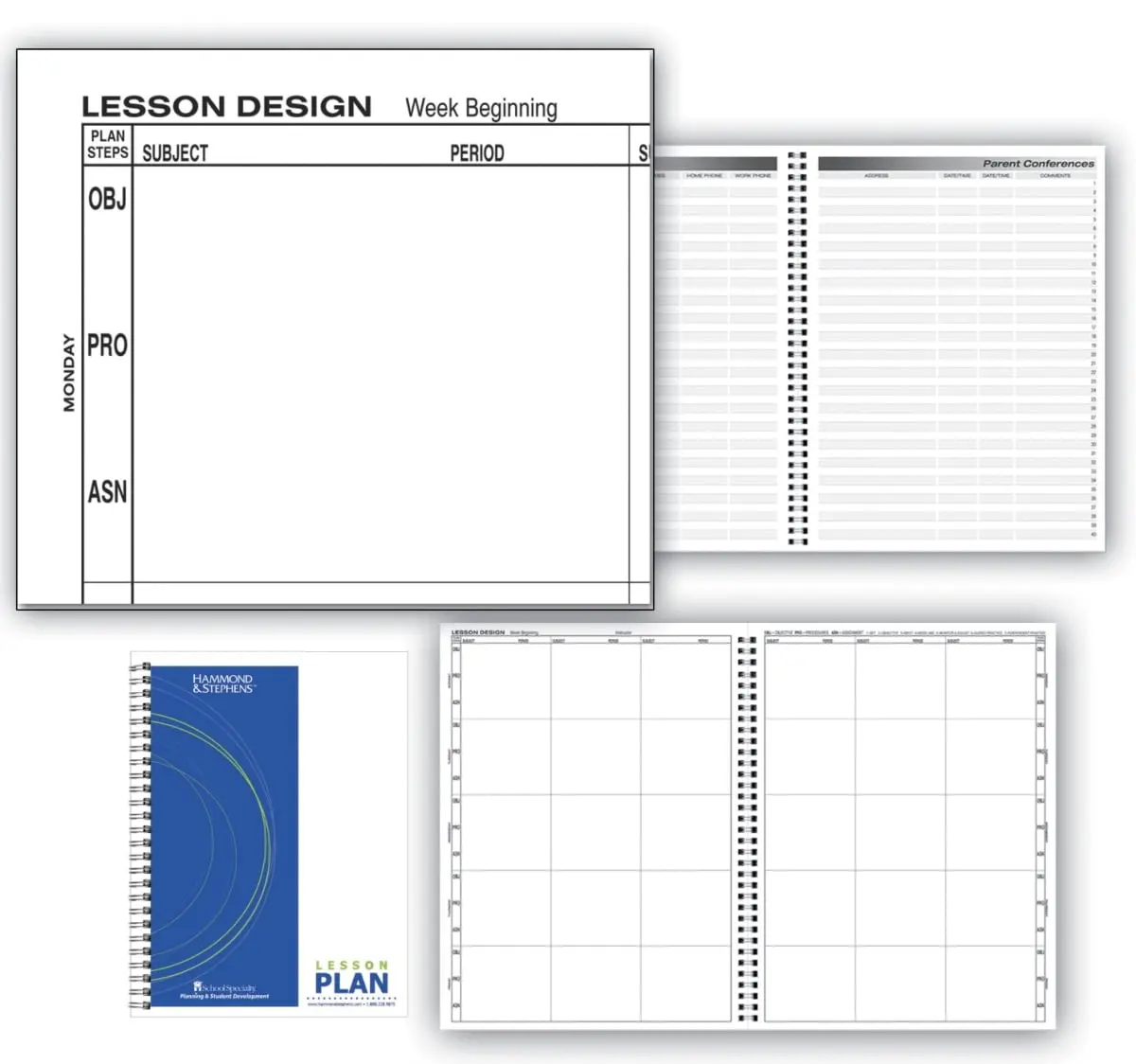 Hammond & Stephens 1473697 0444-6 P Structured Lesson Plan Book - High Density Polyethylene Tear Resistant PolyIce Cover, 6 Subjects, 40-Week School Year, 9.25x12.25 in, Clear, Tear Resistant Cover