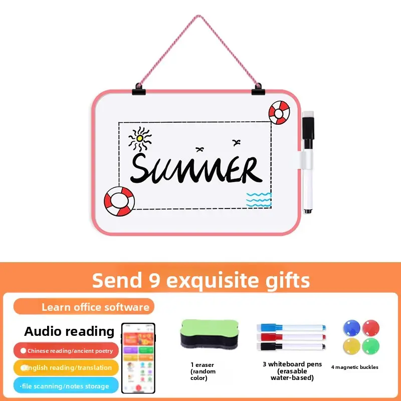 Pink-framed whiteboard [wall-mounted]