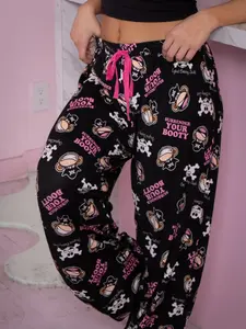 Women’s Black Cartoon Monkey Pajama Pants – Funny “Surrender” Graphic Sleepwear, Cute Monkey Print Lounge Bottoms, Soft Comfortable PJs for Home & Gifts