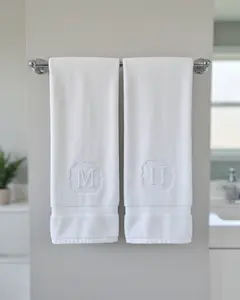 Custom Hand Towel Embossed Embroidery | Name Initial Decorative Towel