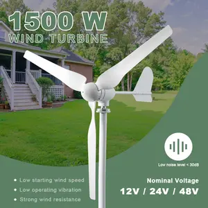 SMARAAD 1500W Horizontal Wind Generator 12V 24V 48V Low Noise 3 Rotor Blades Cast Aluminum Alloy Housing US Warehouse Household Turbine with Free MPPT Controller tiktokshopspringglowup