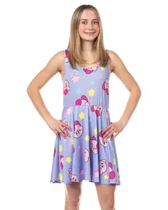 Nintendo Kirby Juniors' Skater Dress All-Over Character Print Sleeveless A-Line Knee-Length Women's Sundress