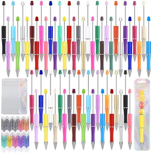 150 Pcs DIY Beadable Pen Kit Multicolor Bulk Ballpoint DIY Crafting Pens with Refills & Bags for Students Teachers School Office