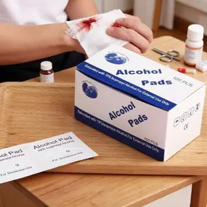 First Aid Box Essential, 75% Alcohol Swabs 100 Pieces Per Pack, Skin Wound Disinfection and Cleaning Supplies, Medical Consumables, Healthcare