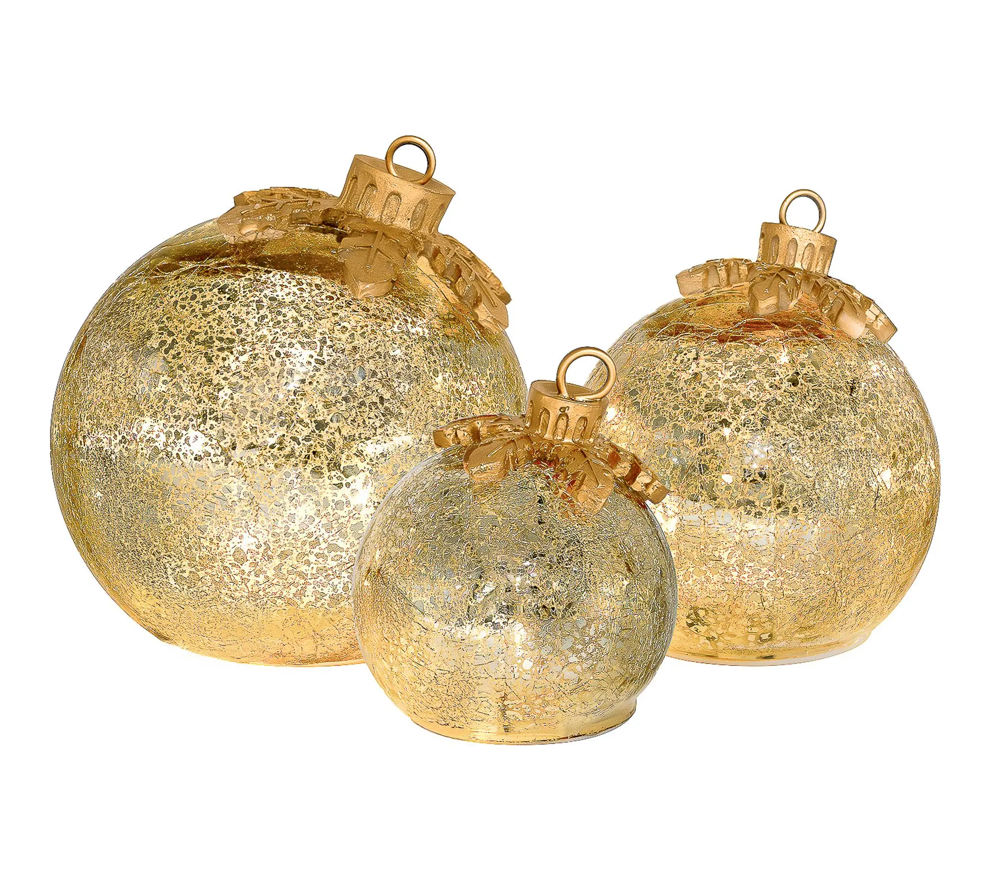 LumaBase Glass Tabletop Christmas Ornaments Set of 3