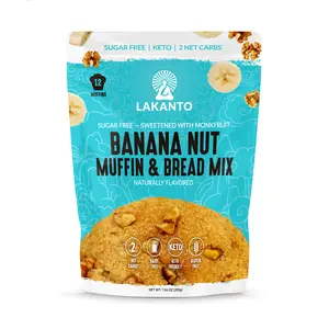 Lakanto Sugar Free Banana Nut Muffin and Bread Mix - Sweetened with Monk Fruit Sweetener with Erythritol, 2g Net Carbs, Gluten Free, Naturally Flavored, Keto Diet Friendly, Dairy Free, Healthy (12 Muffins)
