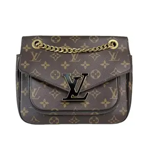 Pre-owned Louis Vuitton Leather Crossbody Bags Passy Monogram Canvas Crossbody Bag with Gold Chain and Monogram Pattern