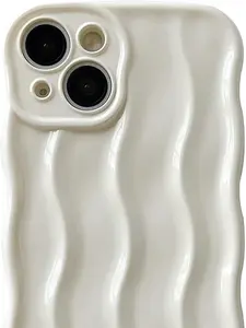 Water Ripple Pattern Curly Wave Frame Soft Compatible with iPhone Case (White,iPhone 11)