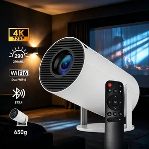 Mini Portable Dual-Source Tabletop Pico Projector, 720P LED Android OS Projector with 290 ANSI Lumens, Bluetooth 5.4, WiFi, Auto Keystone, 180° Rotatable, 130" Screen, Built-In Audio, Remote Control, Mount Compatible for Home Cinema, Gaming