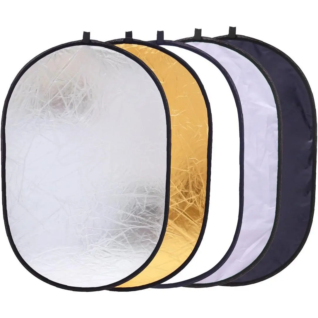Collapsible Photography Reflector 24x35inch (60x90cm) 5-in-1 Multi Light Diffuser Panel Studio Photo Portable Light Reflectors for Product Photography Accessories Props with Carrying Bag