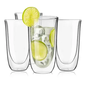 JoyJolt Set of (4) 13.5-oz Spike Double-Wall Insulated Glasses