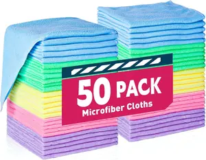 Microfiber Cleaning Cloths 50 Pack,  Towels Bulk for Cars & Home, Cleaning Rags 5 Colors Assorted (12x12 inches)