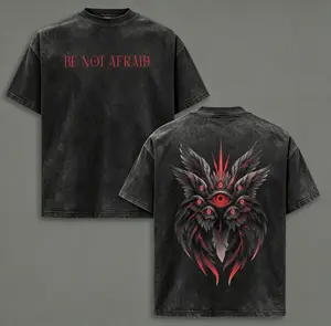Be Not Afraid Seraphim Angel T-Shirt | Biblical Guardian Angel With Many Eyes | Christian Faith Vintage Washed Oversized Tee | Spiritual Warrior Shirt | Dark Angel Graphic Streetwear | Religious Apparel For Believers USA