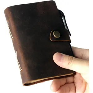 Pocket Notebook with Pen, Journal Mini Notebook Small Unlined Notepad for Women Men(Dark Brown)
