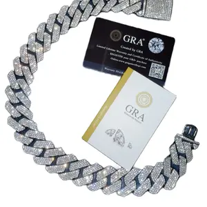25MM S925 Sterling Silver Moissanite GRA Cuban link VVS chain ( PASSED DIAMOND TEST )