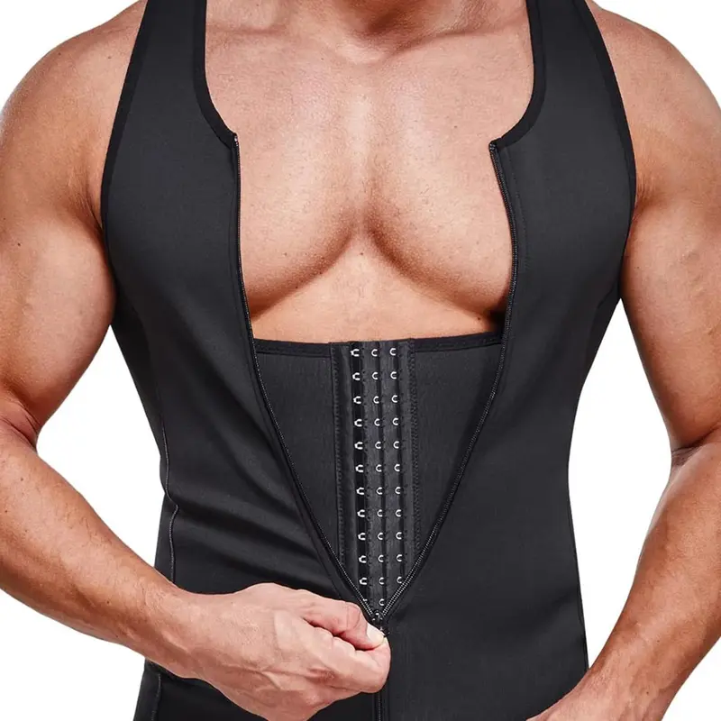 Men's Solid Color High Stretch Shapewear Tank Top, Stretchy Shapewear, Tummy Control Shaper, Waist Trainer Vest, Waist Compression, Shaping Waistwear, High Stretch Shapewear for Men