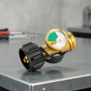Fuel Level Monitor Gauge Brass Propane Tank Indicator QCC1 Type 1 Fits 5 40 lb Tanks Ideal for RV Camper Propane Heater Outdoor Fire Pit and Gas Grill Accessories