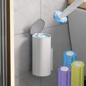 Disposable Toilet Cleaning Brush Set with Holder and Replacement Heads, Suitable for Bathroom Cleaning, One-Time Use Toilet Cleaning System, Bathroom Tool Kit