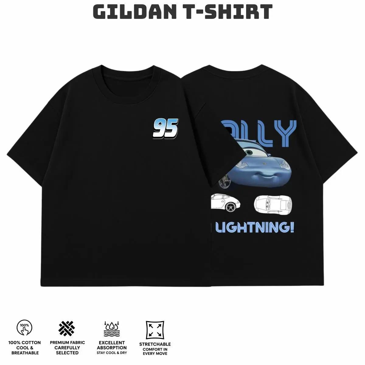 Retro Two Side Cars Gildan T-Shirt , Cars Movie T-Shirt,Mcqueen and Mater Retro Vintage Unisex Oversized Anime Graphic Tee – Trendy Y2K Acid Gildan,Manga Game Movie Lover Gift For Fans Merch