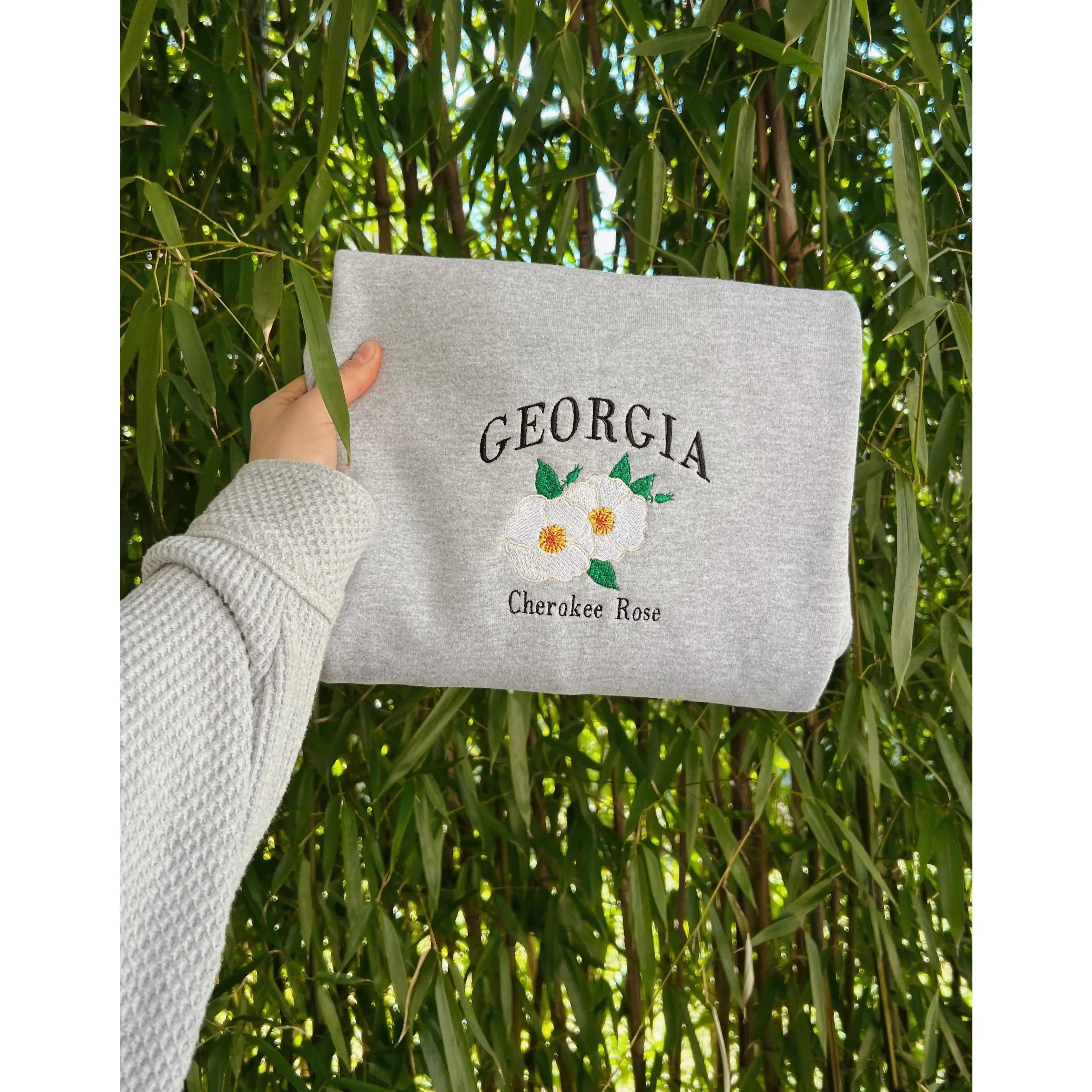 Georgia State Flower Embroidered Crewneck