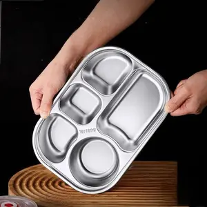 304 Stainless Steel Dinner Plate Microwave & Oven Safe Heavy Duty Restaurant Reusable Metal Plate for Dining Camping Picnic Dishwasher Safe Rust-Proof Easy to Clean Eco-Friendly Kitchenware outdoorfun