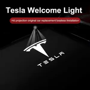 2Pcs Car Door Lights Atmosphere LED Welcome Light Auto Anti-collision Projector Lamp Decoration Accessories For Tesla Model 3 Model S Model X Model Y Cybertruck Roadster SpaceX Car Ambient Lighting