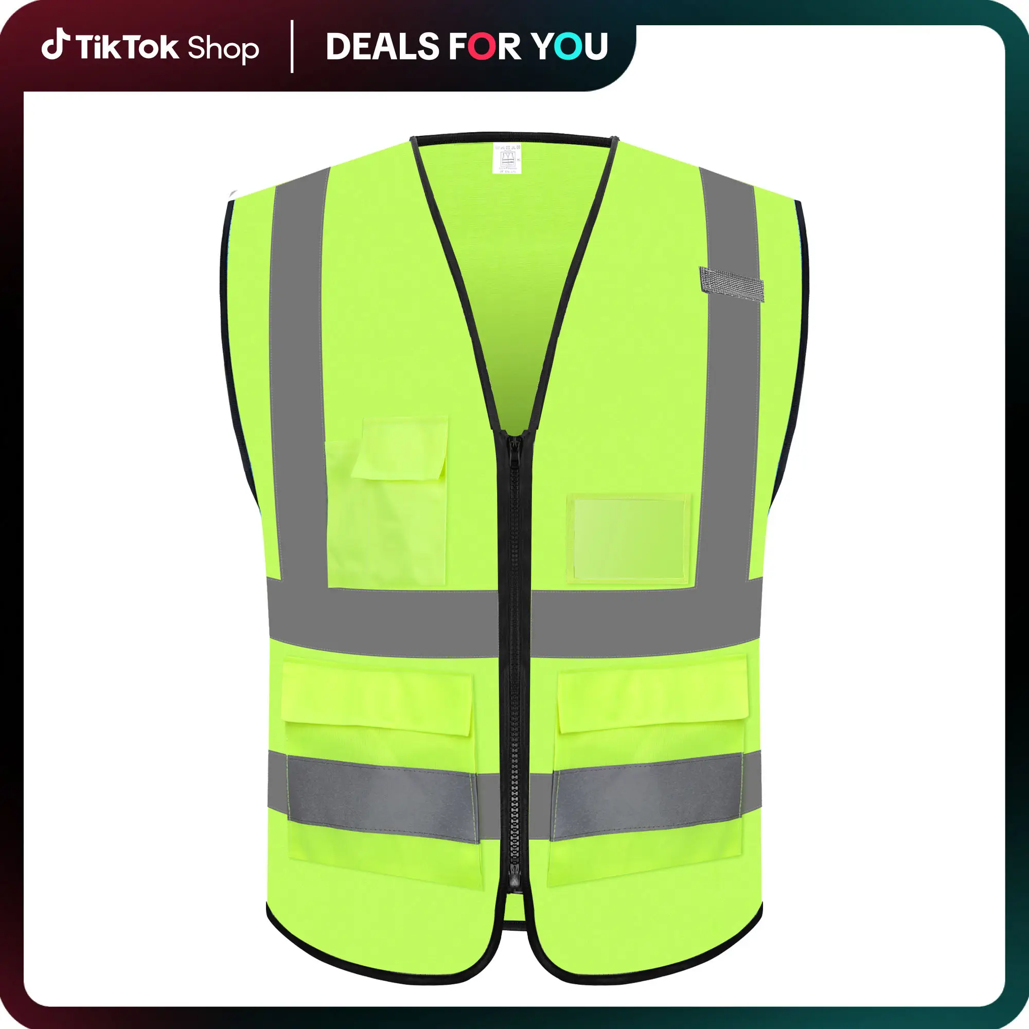 Hi Vis Reflective Safety Vests for Men Women High Visibility Vest with Pockets Construction Safety Apparel Neon Vest for Work,TikTokShopfalldealsfory