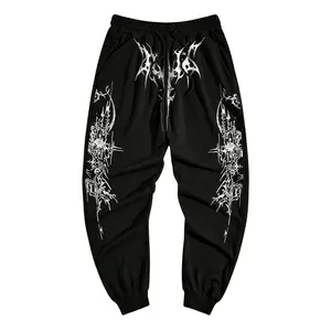 Men's Goth Graphic Print Joggers - Casual Streetwear Sweatpants with Soft Polyester Fabric, Drawstring Waist