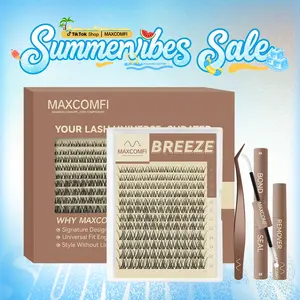 MaxComfi BREEZE DIY Eyelash Extensions Set, Ad-Exclusive Breeze Ghost Lashes Vibe, Waterproof, Super Soft & Thin Band, Long-Lasting Natural Volume, Beginner-Friendly Makeup Cosmetic for Daily Flawless Look, DIY Dramatic Lashes, Summervibes,summervibes