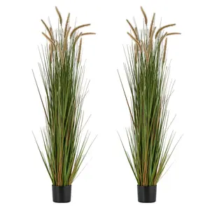 VEVOR Artificial Grass Plant, 2 Pack 59 inch Horsetail Reed Grass in Pot, Premium PVC Faux Fake Greenery Shrubs Plant for Indoor Outdoor House Home Garden Office Room Decor, Housewarming, Green
